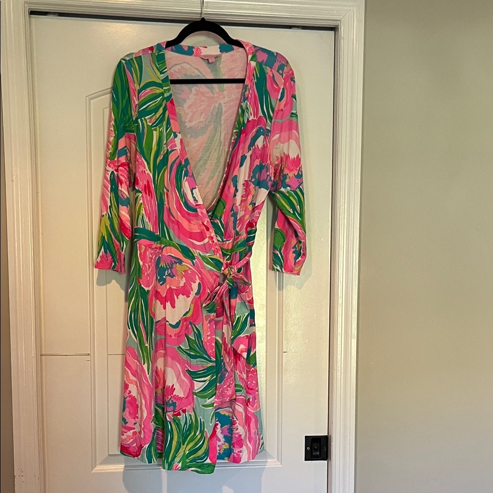 Lilly Pulitzer Pink and Green Midi Dress